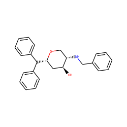 O[C@H]1C[C@H](C(c2ccccc2)c2ccccc2)OC[C@@H]1NCc1ccccc1 ZINC000013648538