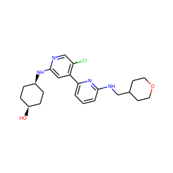 O[C@H]1CC[C@@H](Nc2cc(-c3cccc(NCC4CCOCC4)n3)c(Cl)cn2)CC1 ZINC000169703824