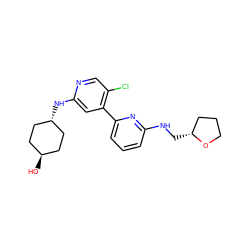 O[C@H]1CC[C@H](Nc2cc(-c3cccc(NC[C@@H]4CCCO4)n3)c(Cl)cn2)CC1 ZINC000261112131