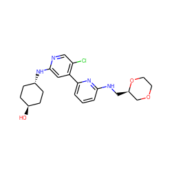 O[C@H]1CC[C@H](Nc2cc(-c3cccc(NC[C@@H]4COCCO4)n3)c(Cl)cn2)CC1 ZINC000261166972