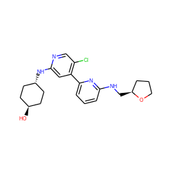 O[C@H]1CC[C@H](Nc2cc(-c3cccc(NC[C@H]4CCCO4)n3)c(Cl)cn2)CC1 ZINC000261112128