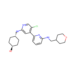 O[C@H]1CC[C@H](Nc2cc(-c3cccc(NCC4CCOCC4)n3)c(Cl)cn2)CC1 ZINC000169703727