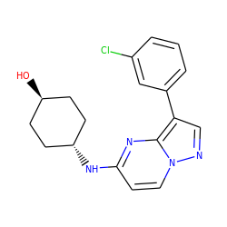 O[C@H]1CC[C@H](Nc2ccn3ncc(-c4cccc(Cl)c4)c3n2)CC1 ZINC000299829883