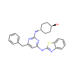 O[C@H]1CC[C@H](Nc2nc(Cc3ccccc3)cc(Nc3nc4ccccc4s3)n2)CC1 ZINC000261085325