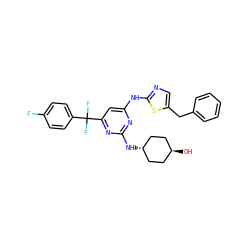 O[C@H]1CC[C@H](Nc2nc(Nc3ncc(Cc4ccccc4)s3)cc(C(F)(F)c3ccc(F)cc3)n2)CC1 ZINC000261111426