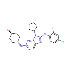 O[C@H]1CC[C@H](Nc2ncc3nc(Nc4ccc(F)cc4F)n(C4CCCC4)c3n2)CC1 ZINC000254131999