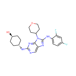 O[C@H]1CC[C@H](Nc2ncc3nc(Nc4ccc(F)cc4F)n(C4CCOCC4)c3n2)CC1 ZINC000254136451