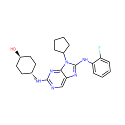 O[C@H]1CC[C@H](Nc2ncc3nc(Nc4ccccc4F)n(C4CCCC4)c3n2)CC1 ZINC000254121108