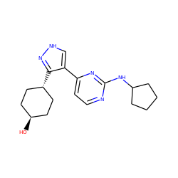 O[C@H]1CC[C@H](c2n[nH]cc2-c2ccnc(NC3CCCC3)n2)CC1 ZINC000253671300