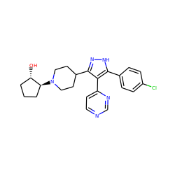 O[C@H]1CCC[C@@H]1N1CCC(c2n[nH]c(-c3ccc(Cl)cc3)c2-c2ccncn2)CC1 ZINC000049066950