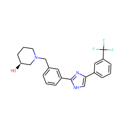 O[C@H]1CCCN(Cc2cccc(-c3nc(-c4cccc(C(F)(F)F)c4)c[nH]3)c2)C1 ZINC000066251443