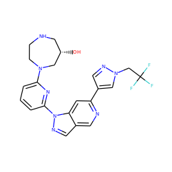 O[C@H]1CNCCN(c2cccc(-n3ncc4cnc(-c5cnn(CC(F)(F)F)c5)cc43)n2)C1 ZINC000224856988