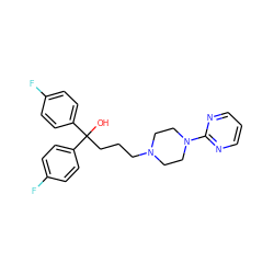 OC(CCCN1CCN(c2ncccn2)CC1)(c1ccc(F)cc1)c1ccc(F)cc1 ZINC000012356404