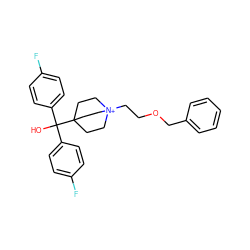 OC(c1ccc(F)cc1)(c1ccc(F)cc1)C12CC[N+](CCOCc3ccccc3)(CC1)CC2 ZINC000035881741