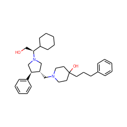 OC[C@@H](C1CCCCC1)N1C[C@H](CN2CCC(O)(CCCc3ccccc3)CC2)[C@@H](c2ccccc2)C1 ZINC000013819418