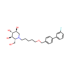 OC[C@@H]1[C@@H](O)[C@H](O)[C@@H](O)CN1CCCCCOCc1ccc(-c2cccc(F)c2)cc1 ZINC000299825084