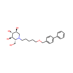 OC[C@@H]1[C@@H](O)[C@H](O)[C@@H](O)CN1CCCCCOCc1ccc(-c2ccccc2)cc1 ZINC000299820918