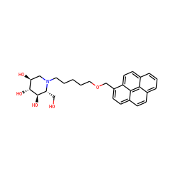 OC[C@@H]1[C@@H](O)[C@H](O)[C@@H](O)CN1CCCCCOCc1ccc2ccc3cccc4ccc1c2c34 ZINC000299820777