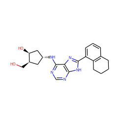 OC[C@@H]1C[C@@H](Nc2ncnc3[nH]c(-c4cccc5c4CCCC5)nc23)C[C@@H]1O ZINC000114583954