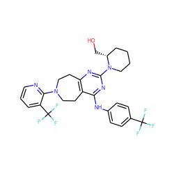 OC[C@@H]1CCCCN1c1nc2c(c(Nc3ccc(C(F)(F)F)cc3)n1)CCN(c1ncccc1C(F)(F)F)CC2 ZINC000145081003