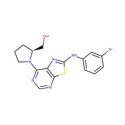 OC[C@@H]1CCCN1c1ncnc2sc(Nc3cccc(Br)c3)nc12 ZINC000653829385