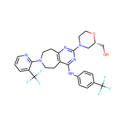 OC[C@@H]1CN(c2nc3c(c(Nc4ccc(C(F)(F)F)cc4)n2)CCN(c2ncccc2C(F)(F)F)CC3)CCO1 ZINC000148605696