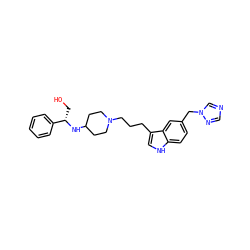 OC[C@H](NC1CCN(CCCc2c[nH]c3ccc(Cn4cncn4)cc23)CC1)c1ccccc1 ZINC000013802574