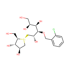 OC[C@H](O)[C@@H](O)[C@@H](OCc1ccccc1Cl)[C@H](O)C[S@@+]1C[C@@H](O)[C@H](O)[C@H]1CO ZINC000653693941