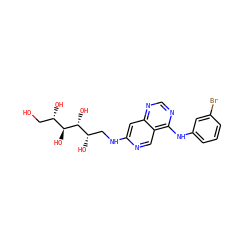 OC[C@H](O)[C@H](O)[C@H](O)[C@@H](O)CNc1cc2ncnc(Nc3cccc(Br)c3)c2cn1 ZINC000003815148