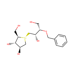 OC[C@H](OCc1ccccc1)[C@H](O)C[S@@+]1C[C@@H](O)[C@H](O)[C@H]1CO ZINC000071754250