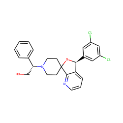 OC[C@H](c1ccccc1)N1CCC2(CC1)O[C@@H](c1cc(Cl)cc(Cl)c1)c1cccnc12 ZINC000073258898