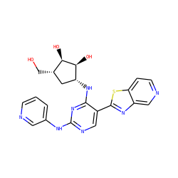 OC[C@H]1C[C@@H](Nc2nc(Nc3cccnc3)ncc2-c2nc3cnccc3s2)[C@H](O)[C@@H]1O ZINC000473110961