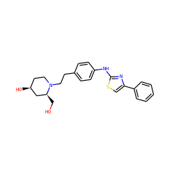 OC[C@H]1C[C@@H](O)CCN1CCc1ccc(Nc2nc(-c3ccccc3)cs2)cc1 ZINC000096274015