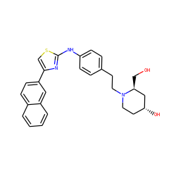 OC[C@H]1C[C@H](O)CCN1CCc1ccc(Nc2nc(-c3ccc4ccccc4c3)cs2)cc1 ZINC000096273994