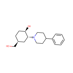 OC[C@H]1CC[C@@H](O)[C@H](N2CCC(c3ccccc3)CC2)C1 ZINC000028239909