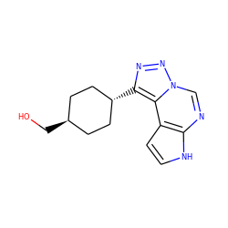 OC[C@H]1CC[C@H](c2nnn3cnc4[nH]ccc4c23)CC1 ZINC001772643937