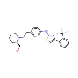 OC[C@H]1CCCCN1CCc1ccc(Nc2nc(-c3ccccc3C(F)(F)F)cs2)cc1 ZINC000096273993