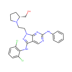 OC[C@H]1CCCN1CCn1nc(Nc2c(Cl)cccc2Cl)c2cnc(Nc3ccccc3)nc21 ZINC000042887498