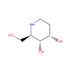 OC[C@H]1NCC[C@H](O)[C@@H]1O ZINC000013601808