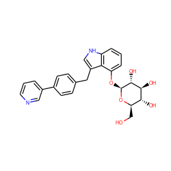 OC[C@H]1O[C@@H](Oc2cccc3[nH]cc(Cc4ccc(-c5cccnc5)cc4)c23)[C@H](O)[C@@H](O)[C@@H]1O ZINC000028571187