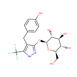 OC[C@H]1O[C@@H](Oc2n[nH]c(C(F)(F)F)c2Cc2ccc(O)cc2)[C@H](O)[C@@H](O)[C@@H]1O ZINC000095577284