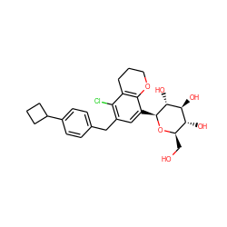 OC[C@H]1O[C@@H](c2cc(Cc3ccc(C4CCC4)cc3)c(Cl)c3c2OCCC3)[C@H](O)[C@@H](O)[C@@H]1O ZINC000214222115