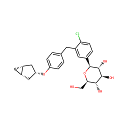 OC[C@H]1O[C@@H](c2ccc(Cl)c(Cc3ccc(O[C@@H]4C[C@@H]5C[C@@H]5C4)cc3)c2)[C@H](O)[C@@H](O)[C@@H]1O ZINC001772610971