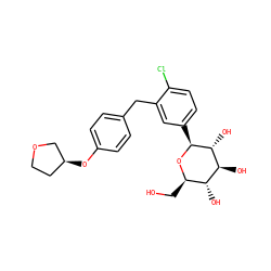 OC[C@H]1O[C@@H](c2ccc(Cl)c(Cc3ccc(O[C@H]4CCOC4)cc3)c2)[C@H](O)[C@@H](O)[C@@H]1O ZINC000036520252