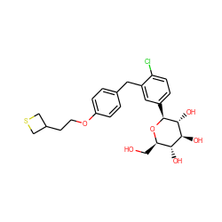 OC[C@H]1O[C@@H](c2ccc(Cl)c(Cc3ccc(OCCC4CSC4)cc3)c2)[C@H](O)[C@@H](O)[C@@H]1O ZINC000201742753