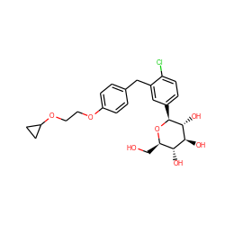 OC[C@H]1O[C@@H](c2ccc(Cl)c(Cc3ccc(OCCOC4CC4)cc3)c2)[C@H](O)[C@@H](O)[C@@H]1O ZINC000059047505