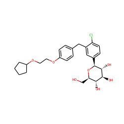 OC[C@H]1O[C@@H](c2ccc(Cl)c(Cc3ccc(OCCOC4CCCC4)cc3)c2)[C@H](O)[C@@H](O)[C@@H]1O ZINC000059051563