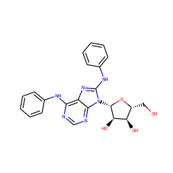 OC[C@H]1O[C@@H](n2c(Nc3ccccc3)nc3c(Nc4ccccc4)ncnc32)[C@H](O)[C@@H]1O ZINC000013643660