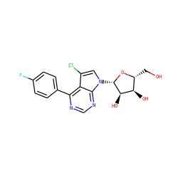 OC[C@H]1O[C@@H](n2cc(Cl)c3c(-c4ccc(F)cc4)ncnc32)[C@H](O)[C@@H]1O ZINC000103299529