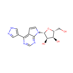 OC[C@H]1O[C@@H](n2ccc3c(-c4cn[nH]c4)ncnc32)[C@H](O)[C@@H]1O ZINC000045298978